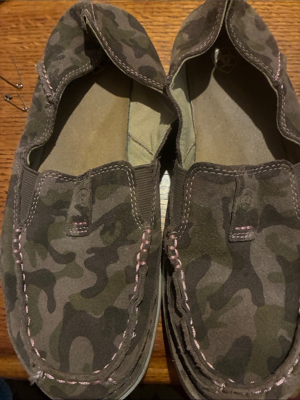 Ariat Women's Camo Moccasins in Olive and Brown